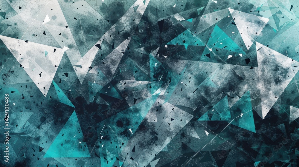Poster the abstract picture of the green triangle repetitive pattern polygon geometry in the background, ge
