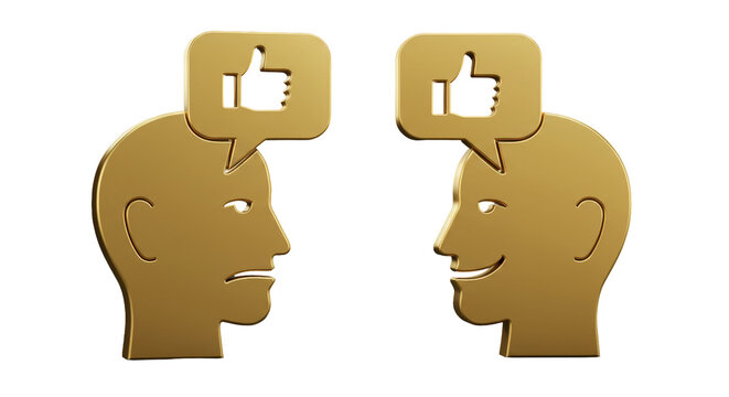 Isolated Happy vs Sad Faces with Thumbs Up Speech Bubbles