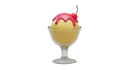 Isolated Ice Cream Sundae with Cherry Topping