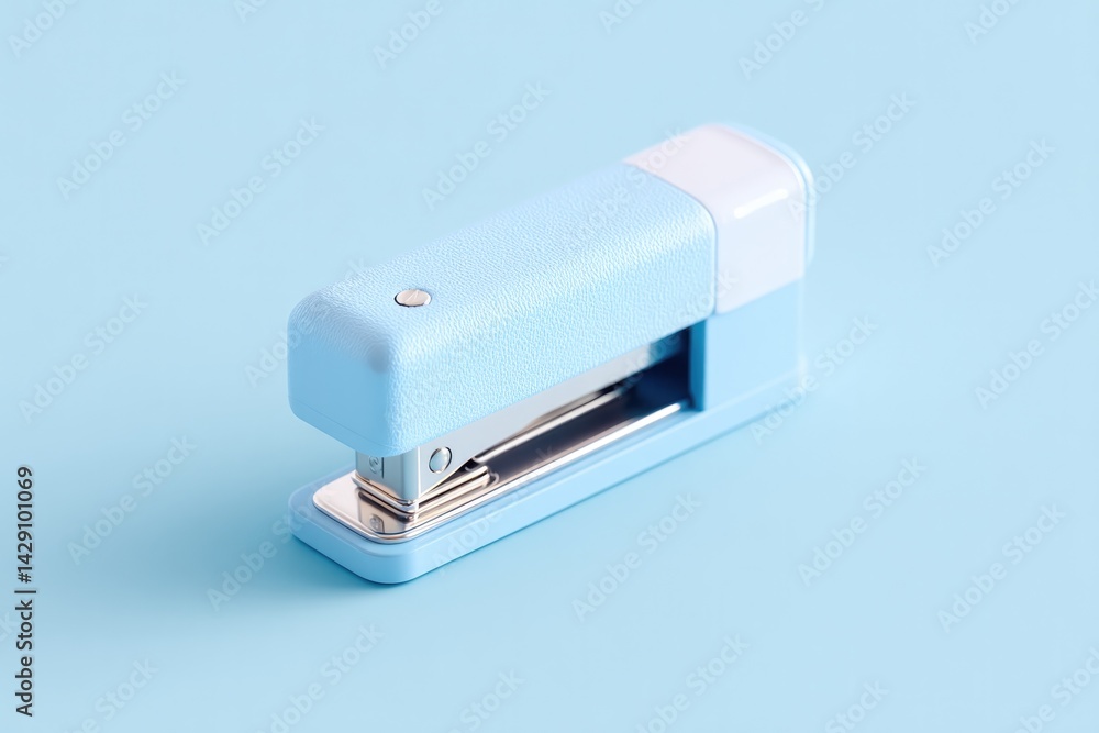 Poster sleek modern stapler isolated against smooth solid background embodying minimalistic design