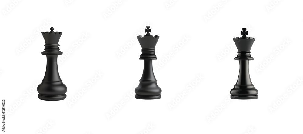 Poster set of black chess kings displayed in different rotations for detailed viewing