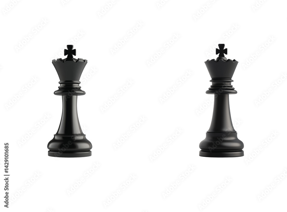 Poster black chess kings displayed in different rotations for detailed viewing 3d