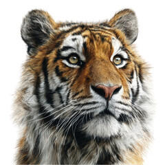 Fototapeta premium Portrait of a tiger face isolated over png transparent background 