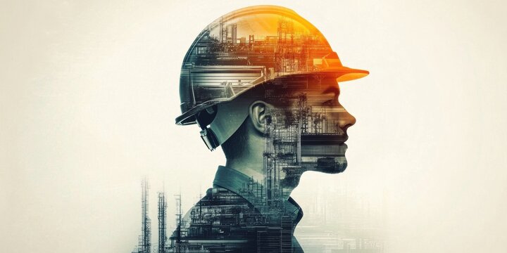 Future industrial plant and energy industry dedication in creative design concept