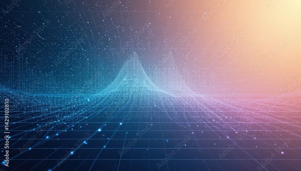 Poster digital wave formation abstract data visualization graphic design futuristic environment aerial view