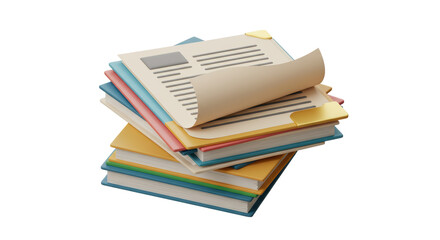 Isolated Stack of Colorful Documents and Folders