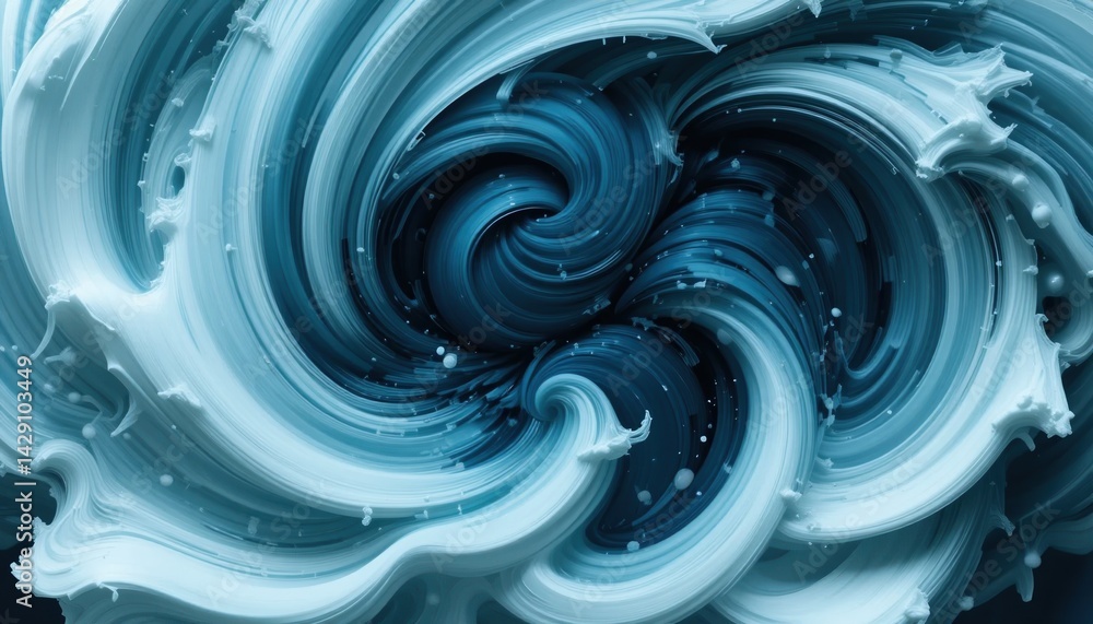 Poster swirling blue paint texture art studio abstract image creative environment close-up view visual dyna