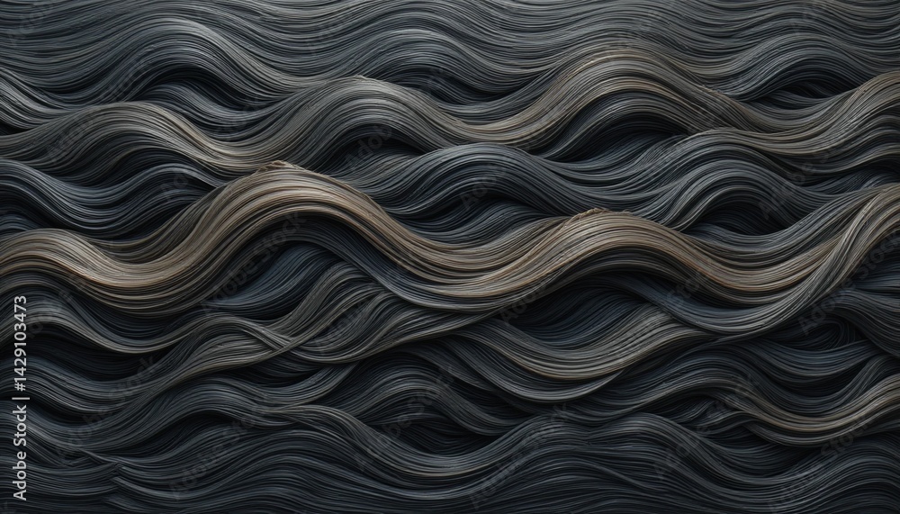 Poster dynamic wave patterns in textured hair studio environment abstract art close-up view creative concep
