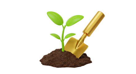 Isolated Seedling Plant and Golden Shovel
