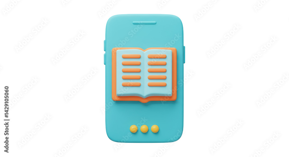 Poster isolated smartphone with open book application