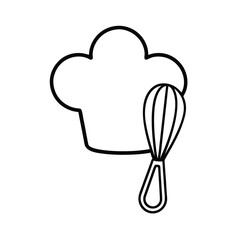 cute chef hat icon whisk spoon vector line art