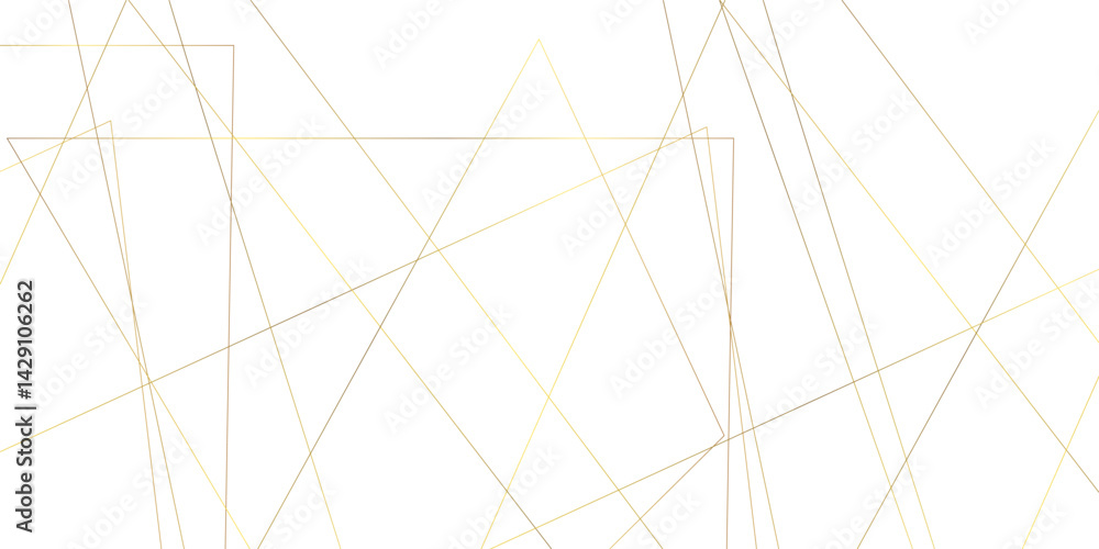 Poster abstract luxury seamless premium shiny golden random chaotic square and triangle lines on transparen
