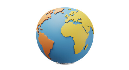Isolated Earth Globe World Map Colorful Design