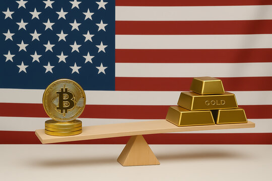 American flag and gold concept - Ai Generated Image