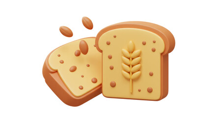 Isolated Sliced Bread with Wheat Decoration