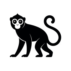 Capuchin Monkey Black Silhouette Vector