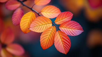 Obraz premium Scarlet leaves turn vibrant shades in the autumn season