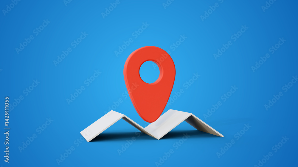 Poster map pin glossy red arrow. the concept of tagging a sign landmark needle tip to create a route search