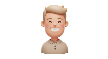 Isolated Cheerful Cartoon Man with Sandy Hair and Warm Smile