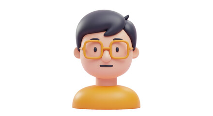 Isolated Cartoon Man with Glasses