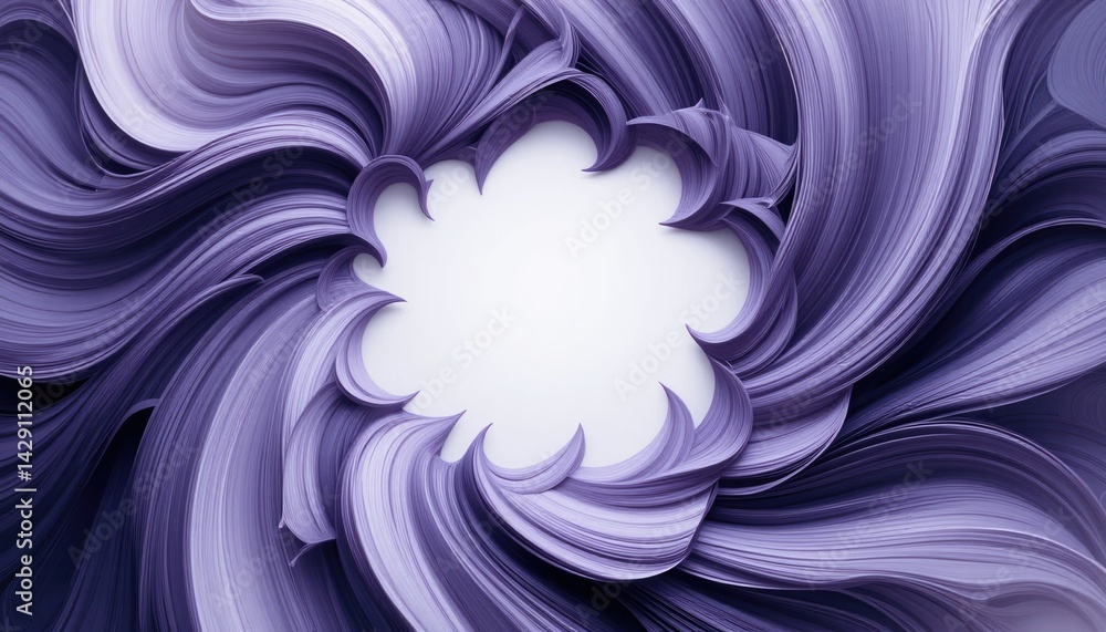 Poster dynamic swirling purple patterns abstract art digital artwork studio setting close-up view creative 