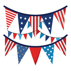 Fototapeta premium American bunting set vector design clipart on white background
