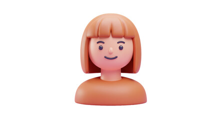 Isolated Woman with Bob Cut Hairstyle
