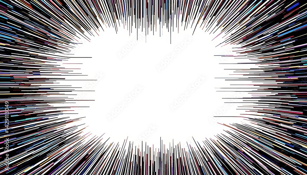 Poster dynamic explosion of colorful lines abstract digital art bright background creative environment high
