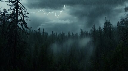 storm clouds over the forest