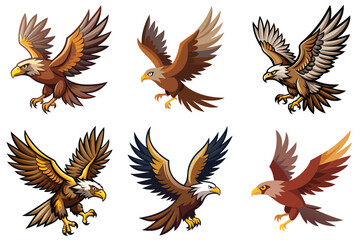 Fototapeta premium Eagle In Flight vector illustration isolated on white background.