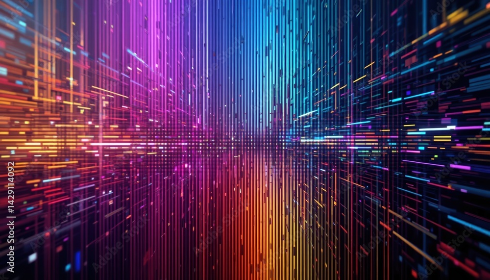 Aufkleber dynamic digital waves virtual space abstract visuals futuristic environment wide angle technology co