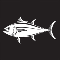 Tuna fish silhouette icon, tuna line art vector illustration silhouette of tuna black tuna silhouette. Vector illustration.