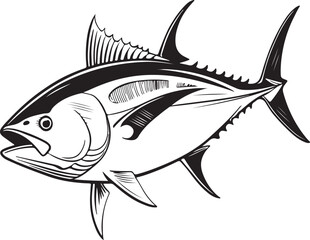 Tuna fish silhouette icon, tuna line art vector illustration silhouette of tuna black tuna silhouette. Vector illustration.