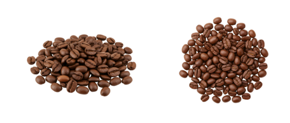 Roasted Coffee Beans – Top View and Angled Pile