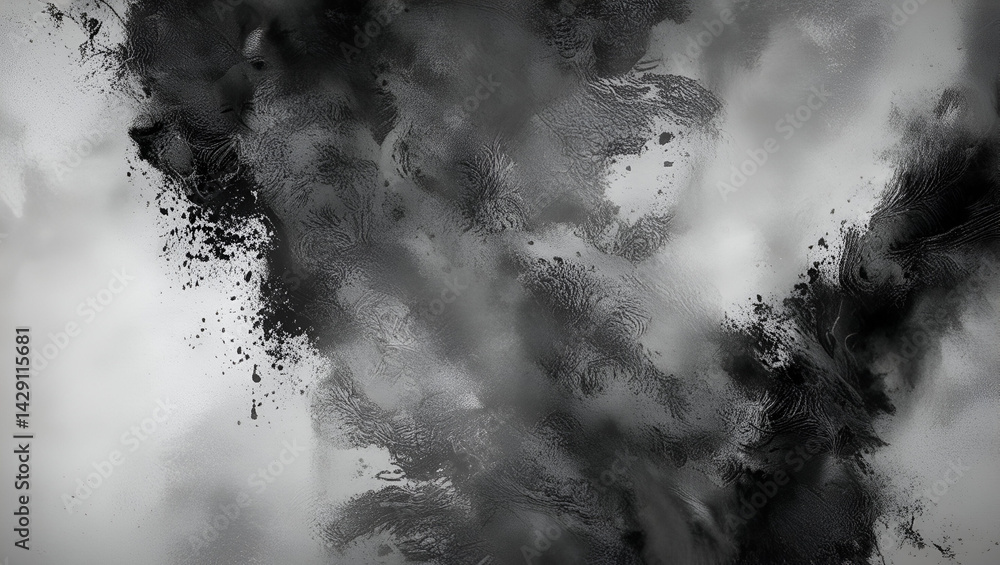 Poster grainy black and white abstract background with a speckled, textured effect, perfect for adding dept