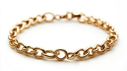 Delicate gold chain bracelet with minimal clasp, isolated on white background