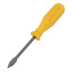 Yellow Screwdriver Tool with Grey Shaft Isolated on White