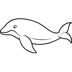 Obraz premium Beluga Whale One Line Drawing Vector Art