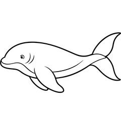 Beluga Whale One Line Drawing Vector Art
