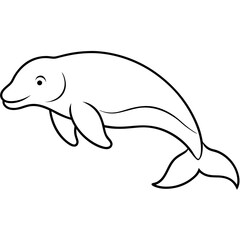 Obraz premium Beluga Whale One Line Drawing Vector Art