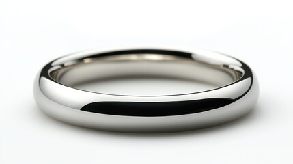 Plain platinum band with rounded edges, isolated on white background