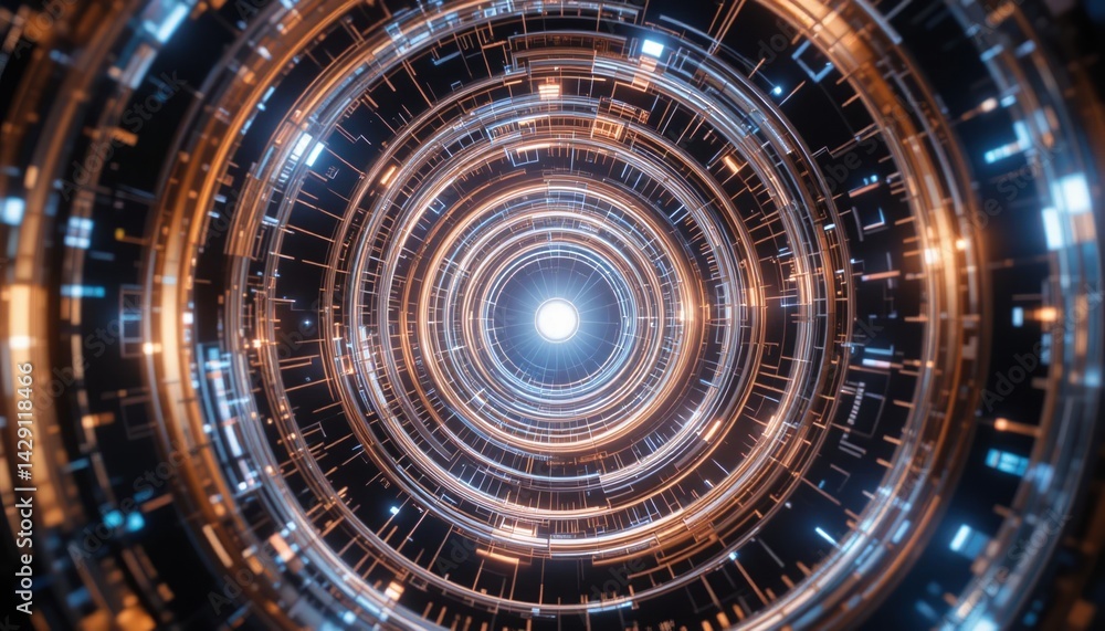 Poster exploring a digital vortex abstract technology art virtual environment digital artwork futuristic pe