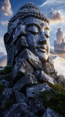 Obraz premium A large statue of a face with a large eye and a small nose