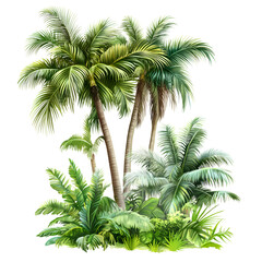 Lush Tropical Palm Trees and Lush Vegetation for a Tropical Paradise