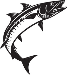 Fototapeta premium Barracuda fish silhouette cut out vector icon Barracuda logo Isolated barracuda on white background