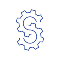 Two line cog with letter S logo symbol vector