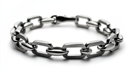 Obraz premium Small square charm bracelet in matte silver, isolated on white background