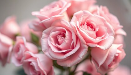 Elegant close-up bouquet of soft pink roses in full bloom arrangement