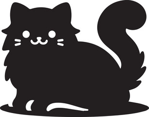 Cute Playful Cat Silhouette Vector Illustration