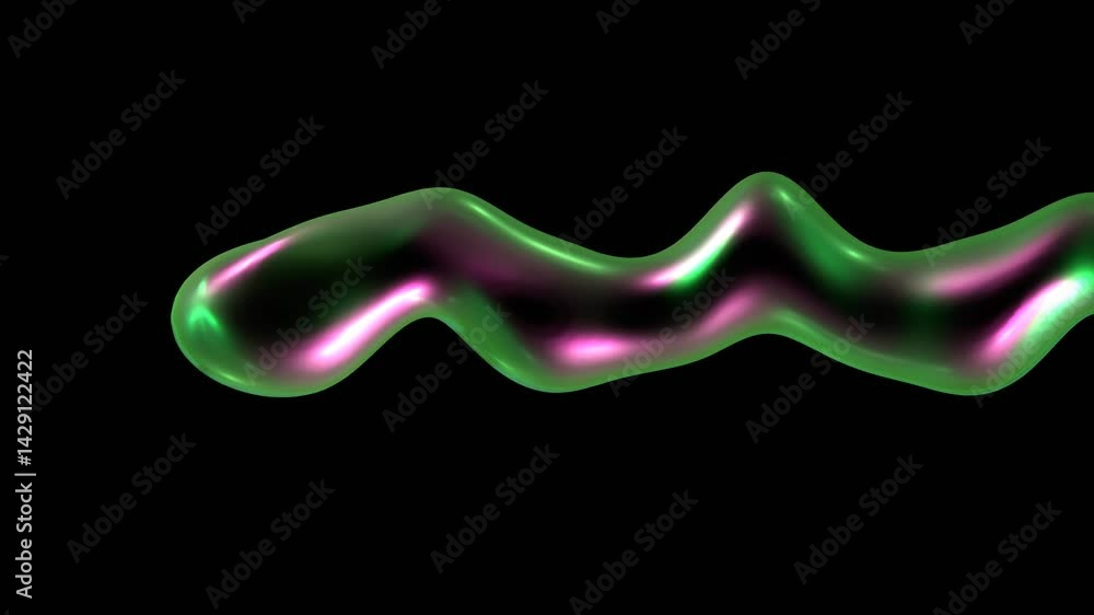 Poster glowing line with waving animation on black background